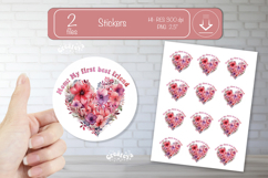 Mother’s Day Round Stickers PNG Printable watercolor Floral Product Image 1