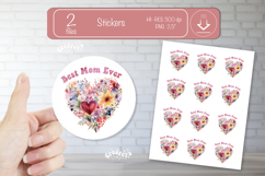 Mother’s Day Round Stickers PNG Printable watercolor Floral Product Image 1