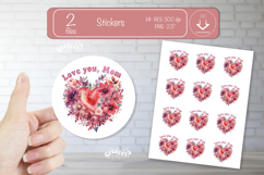 Mother’s Day Round Stickers PNG Printable watercolor Floral Product Image 1