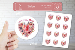 Mother’s Day Round Stickers PNG Printable watercolor Floral Product Image 1