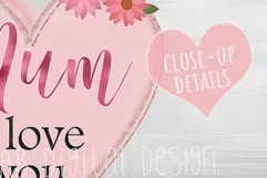 Mother's Day Pink Floral Sublimation Design | Mum & Mom Product Image 3