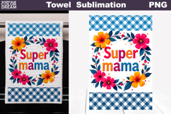 Super Mama Floral Kitchen Towel | Mother Gift Print Product Image 1