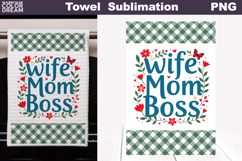 Wife Mom Boss Floral Kitchen Towel | Mother Gift Print Product Image 1