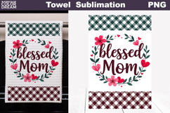Blessed Mom Floral Kitchen Towel | Mother Gift Print Product Image 1