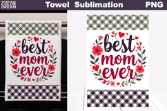 Best Mom Ever Floral Kitchen Towel | Mother Gift Print Product Image 1