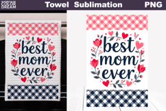 Best Mom Ever Floral Kitchen Towel | Mother Gift Print Product Image 1