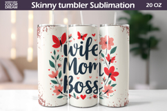 Mothers Day Tumbler Wrap | Wife Mom Boss Tumbler Product Image 1