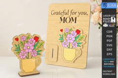 Mother's Day Wooden Card Laser Cut | Layered Card SVG | CNC Product Image 1