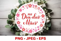 Dia das Maes. Happy Mothers Day in Portuguese round sign Product Image 1