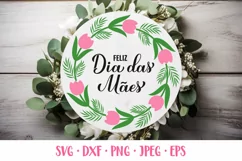 Dia das Maes. Happy Mothers Day in Portuguese round sign SVG Product Image 1