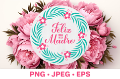 Happy Mothers Day in Spanish. Floral round sign sublimation Product Image 1