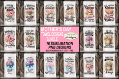 Mothers Day Flowers Kitchen Towel Bundle | 16 PNGs Product Image 2