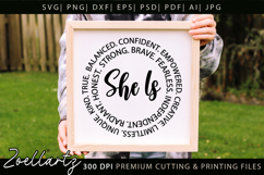 She Is Strong Fearless Brave Empowered Independent Kind SVG Product Image 1