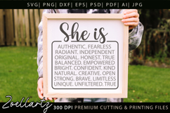 She Is Strong Fearless Brave Empowered Independent Kind SVG Product Image 1