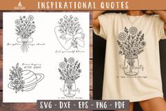 Motivational Floral Quote SVG Vintage Line Art Print