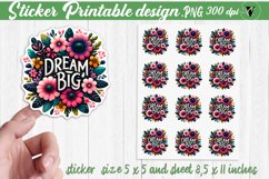 Motivational Sticker | Printable stickers | Dream Big Product Image 1
