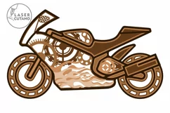 MOTO Laser Cut Wooden Wall Art For Bikers, Motorcycle SVG Product Image 3
