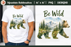 Be Wild Bear PNG, Watercolor Mountain T-Shirt Sublimation Product Image 1