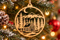 Mountain Cabin Ornament Laser Cut Svg Product Image 1
