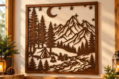 Mountain Campfire Laser Cut Svg Product Image 1