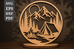 Mountain Camping Laser Cut SVG Product Image 1