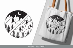 Mountain Scenery at Night and Day Times in Half Circle Shape Product Image 1