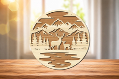 Mountain Deer Landscape Laser Cut SVG Product Image 1