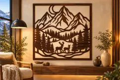 Mountain Deer Wall Art Laser Svg Product Image 1