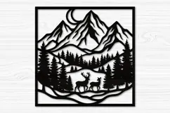 Mountain Deer Wall Art Laser Svg Product Image 2