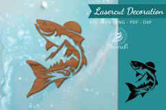 Mountain Fish Lasercut Wall Decor SVG Product Image 1