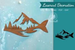 Mountain Fish Lasercut Wall Decor SVG Product Image 1