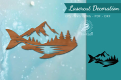 Mountain Fish Lasercut Wall Decor SVG Product Image 1