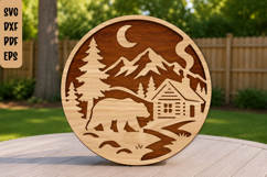 Mountain Forest Laser Cut File | Rustic Mountain Wall Art Product Image 1