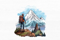 Mountain Hiking Watercolor Sublimation clipart Product Image 4