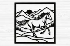 Mountain Horse Framed Laser Cut Svg Product Image 2