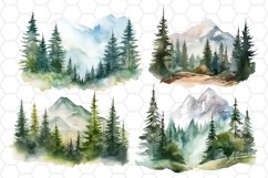 Mountain Landscape Cliparts Watercolor Clipart Set