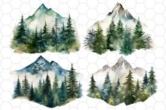 Mountain Landscape Cliparts Watercolor Clipart Set
