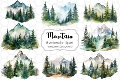 Mountain Landscape Cliparts Watercolor Clipart Set