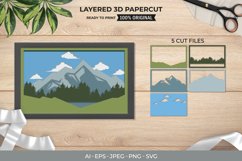 Beautiful Mountain Landscape View 3D Layered Papercut Design Product Image 1