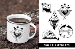 Beautiful Mountain View with Geometric Shapes Design Set Product Image 1