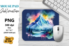 Camping mouse pad sublimation. Watercolor mountain landscape Product Image 1