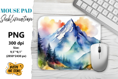 Camping mouse pad sublimation. Watercolor mountain landscape Product Image 1