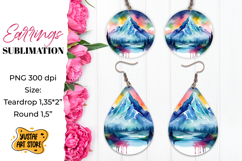 Camping earrings. Mountain Sublimation. Product Image 1