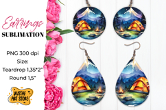 Camping earrings. Mountain Sublimation. Product Image 1