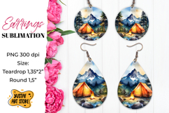 Camping earrings. Mountain Sublimation. Product Image 1