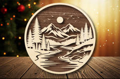 Mountain River Laser Cut SVG File Product Image 1