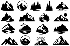 Mountain Silhouette SVG Bundle - Outdoor Landscape Vector Product Image 1