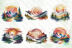 Mountain Sunset Landscape Clipart Bundle Product Image 2