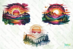 Mountain Sunset Landscape Clipart Bundle Product Image 3