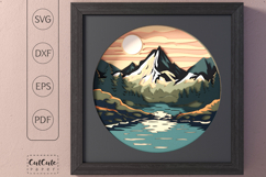 Mountain Sunset Shadow Box SVG Template, 3D SVG Shadowbox Product Image 1